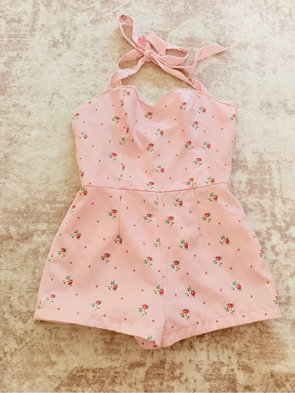 Dolls Kill x Holly Hobbie Girls Size Small Pink Floral Halter Romper